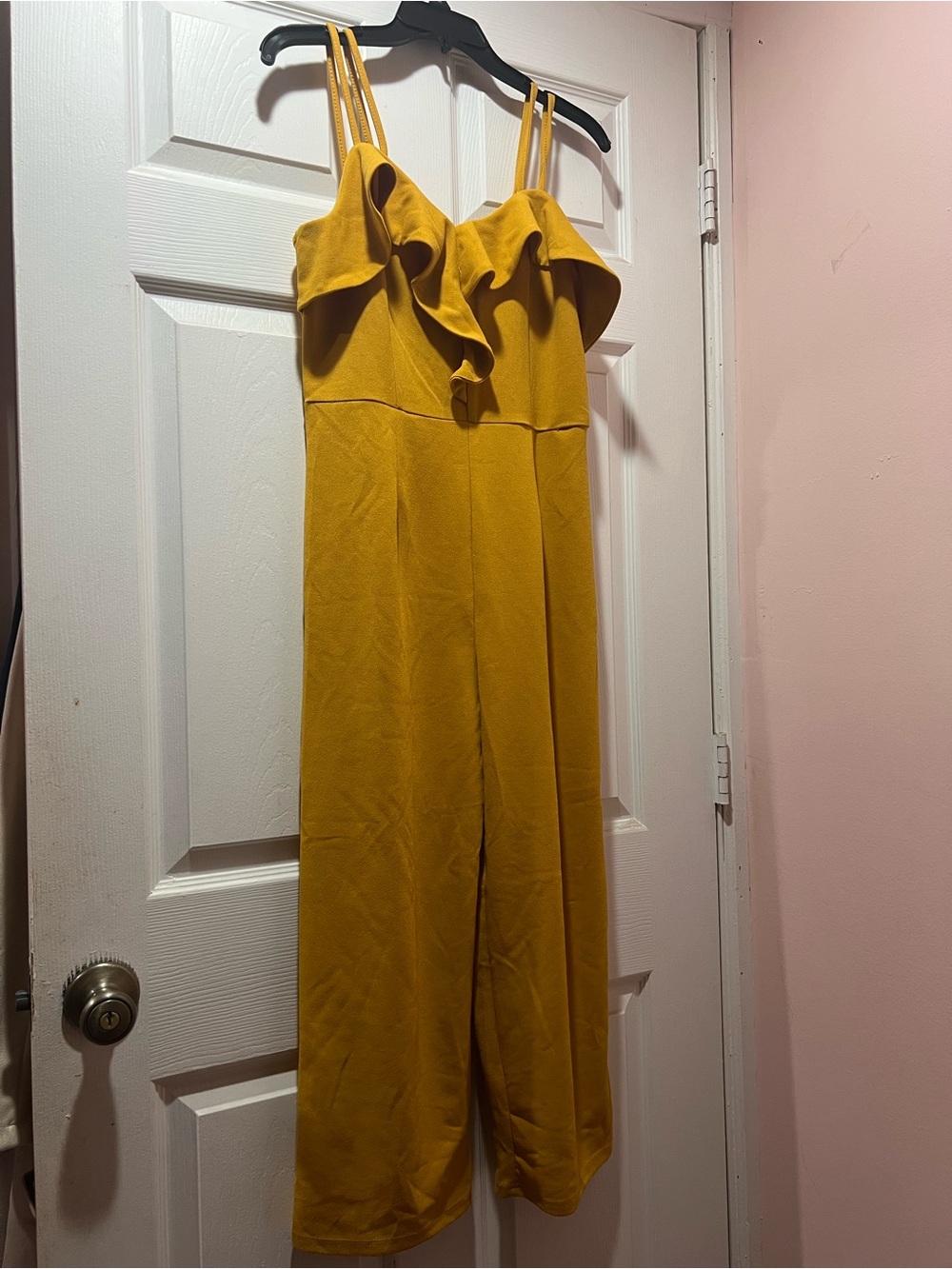 Iris Mustard Yellow Strapless Ruffle Jumpsuit